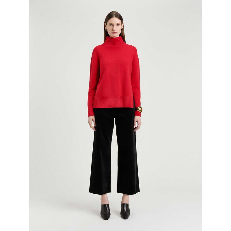 Veronika Maine Red Merino Cashmere Blend Oversized Funnel Neck Sweater image number 3